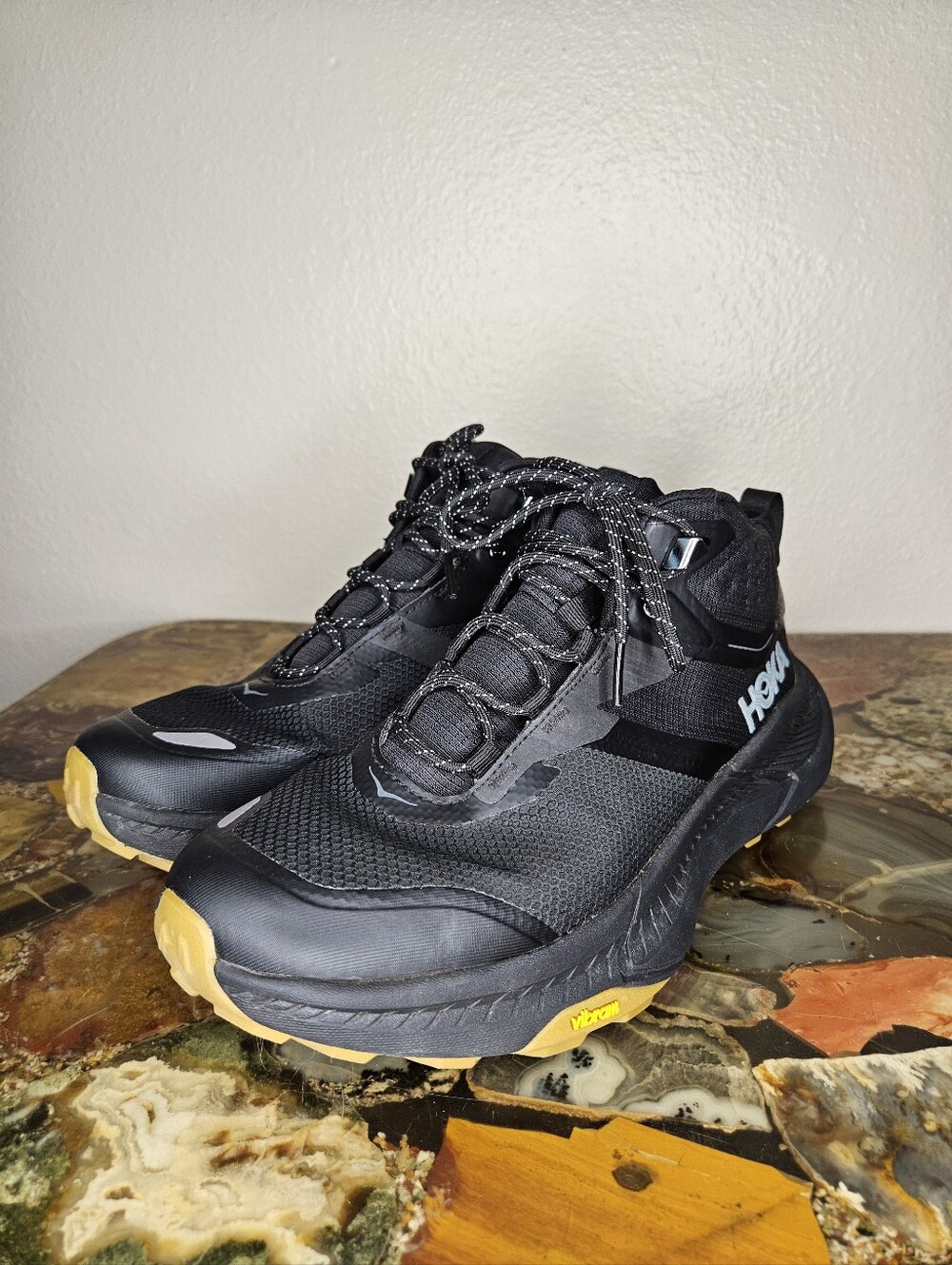 HOKA Transport Hike GTX Men’s Size 10D Black Gore-Tex Waterproof Hiking Boots